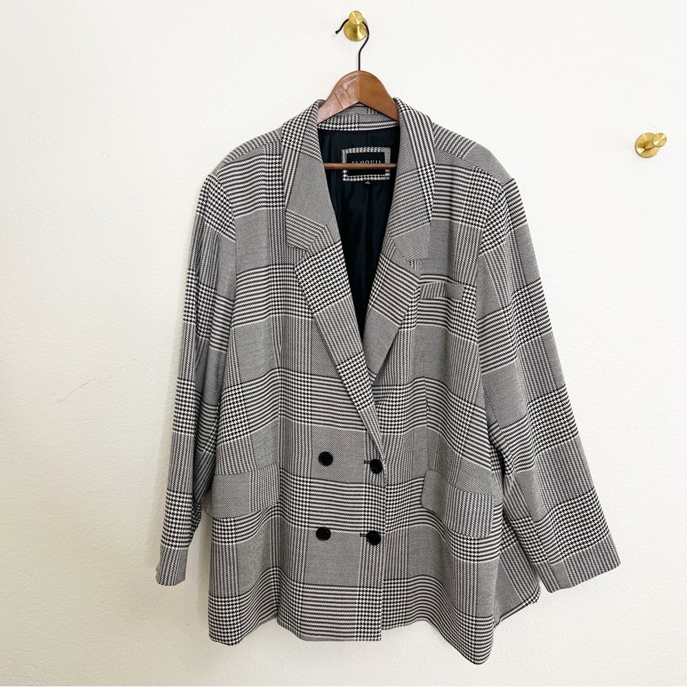 Eloquii Oversized Houndstooth Blazer Jacket Double Breasted Size 26